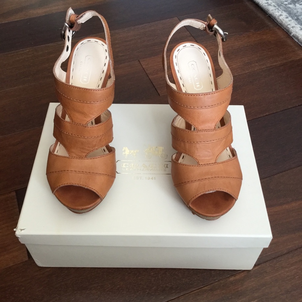 Coach “Jazlyn” Leather Wedges
